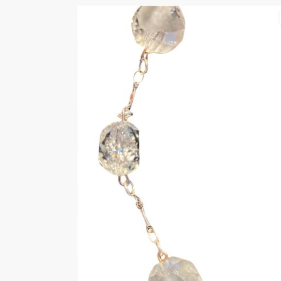 Handcrafted Crystaline Bead and Silver-Tone Chain Bracelet with Rhinestone Charm - Picture 1 of 11